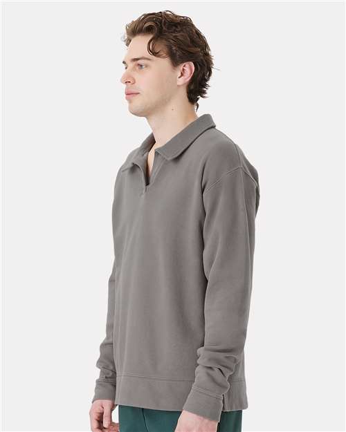 Concrete Grey Garment-Dyed Polo Collar Sweatshirt - GDH490