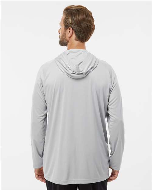Cool Grey/ Vivid Blue PFG Terminal Tackle™ Hooded Long Sleeve T-Shirt - 212482