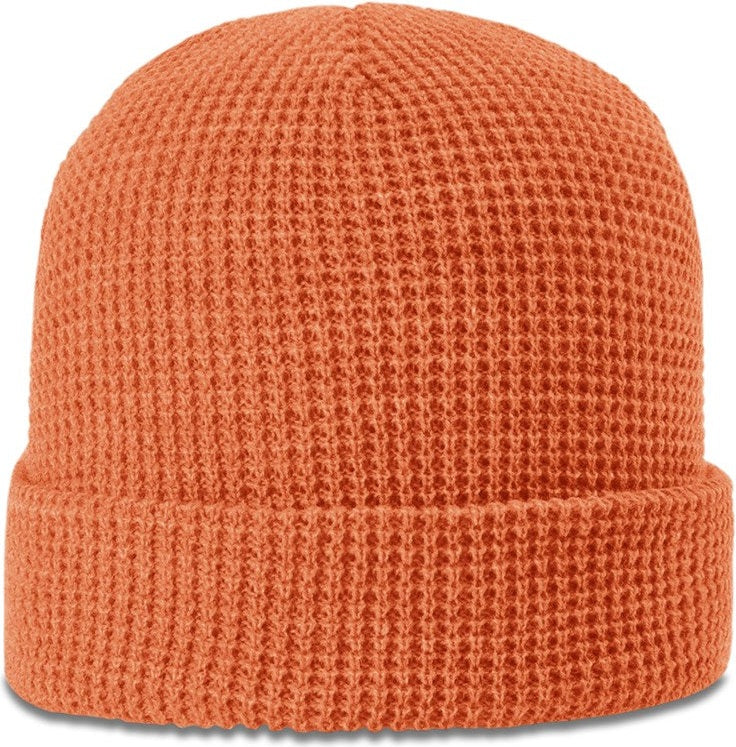 Coral Waffle Knit Beanie with Cuff