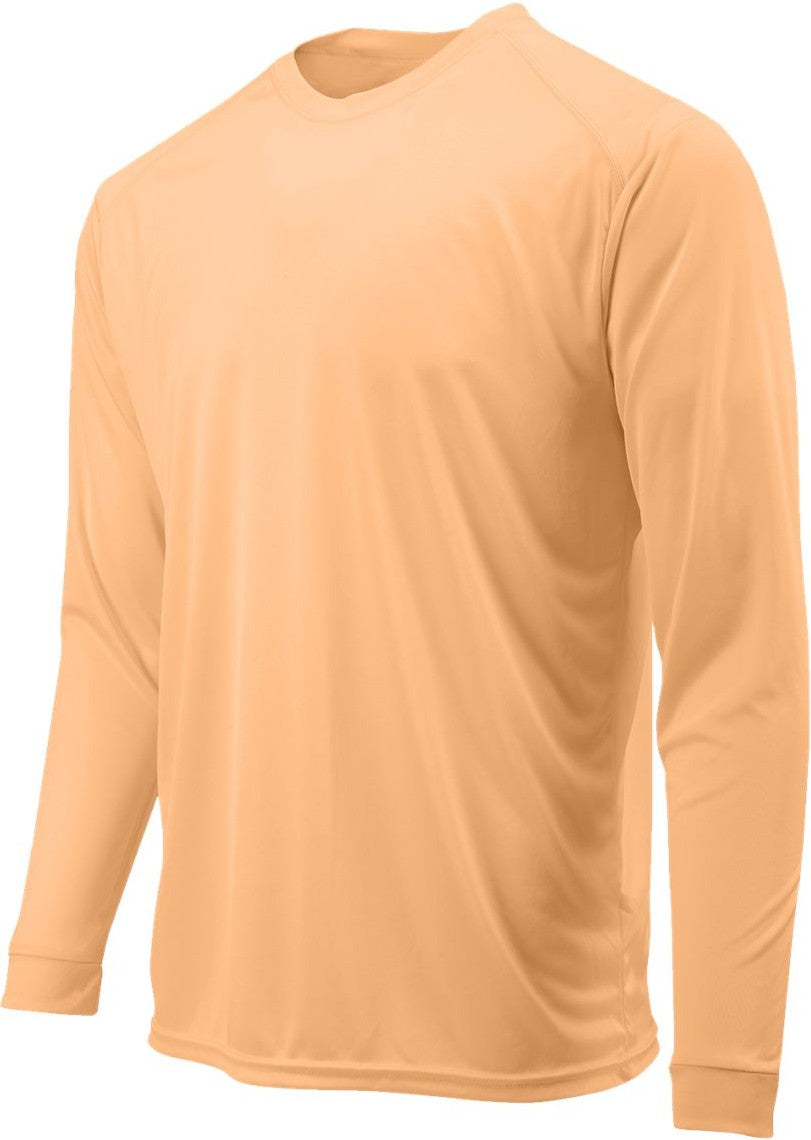 Front View of Coral Youth Long Islander Performance Long Sleeve T-Shirt - 218Y