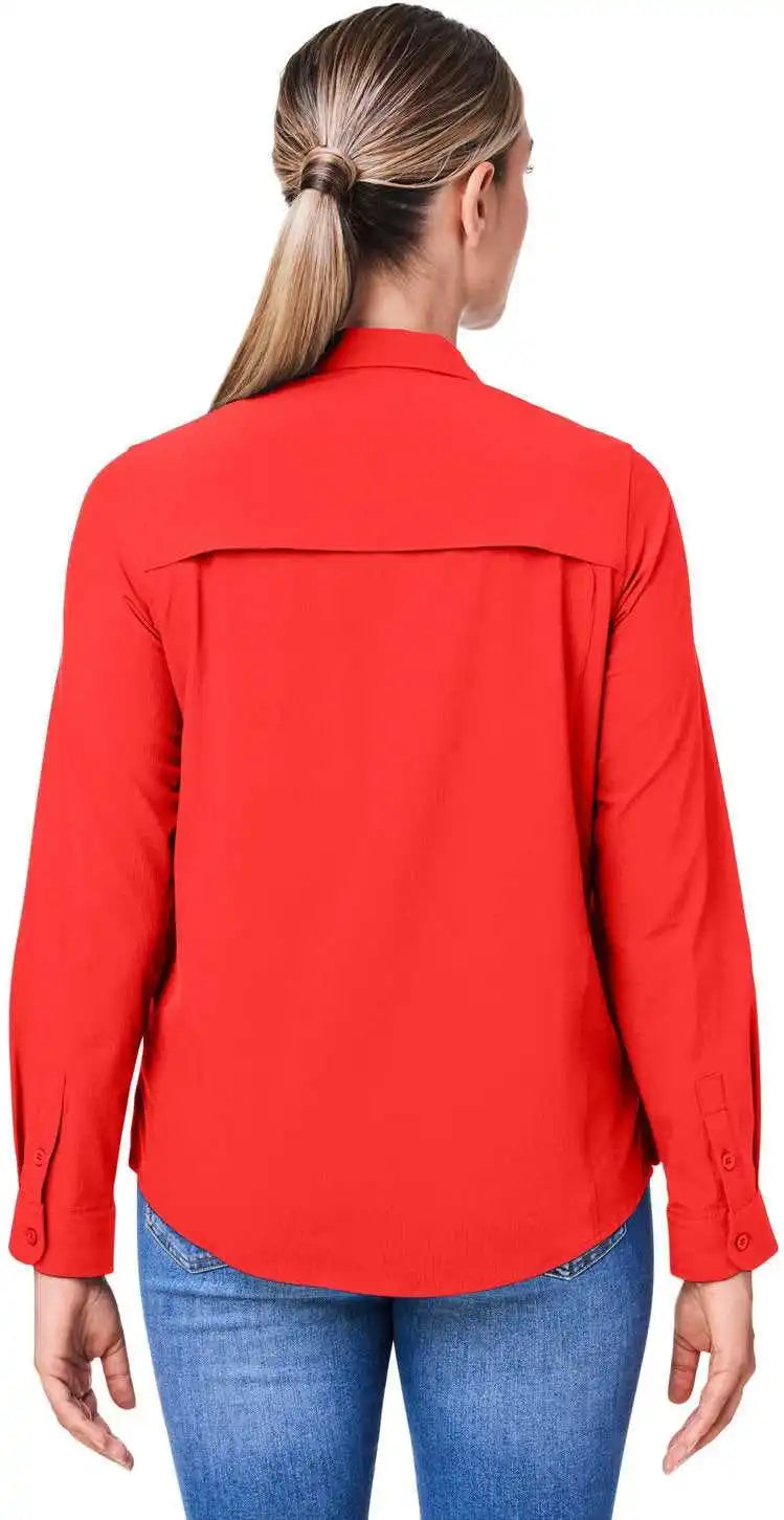 Core365 Ce510lw Ladies’ Ultra Uvp Long-sleeve Marina Shirt - Marina Red