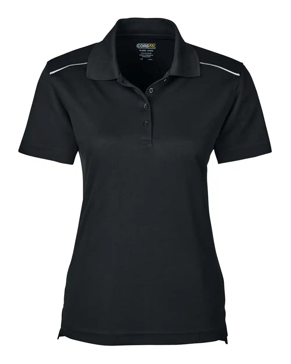 Core365 78181r Women’s Radiant Performance Piqué Polo with Reflective Piping - Black - Xs