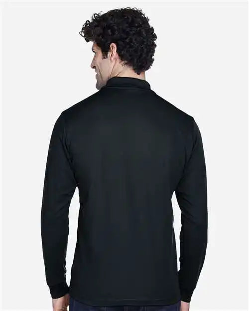 Core365 88192t Men’s Tall Pinnacle Performance Long Sleeve Piqué Polo - Black