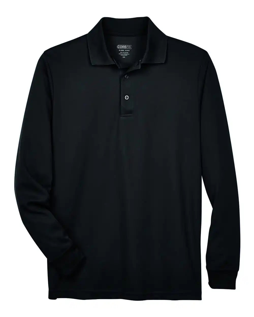 Core365 88192t Men’s Tall Pinnacle Performance Long Sleeve Piqué Polo - Black - 5xlt