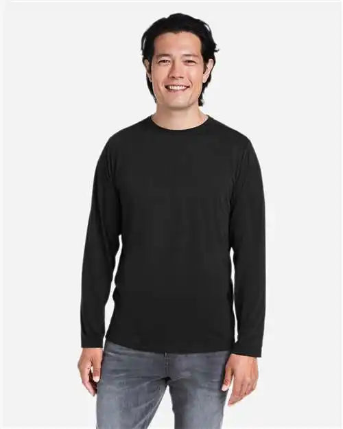 Core365 Ce111l Unisex Fusion Chromasoft™ Performance Long Sleeve T-shirt - Black