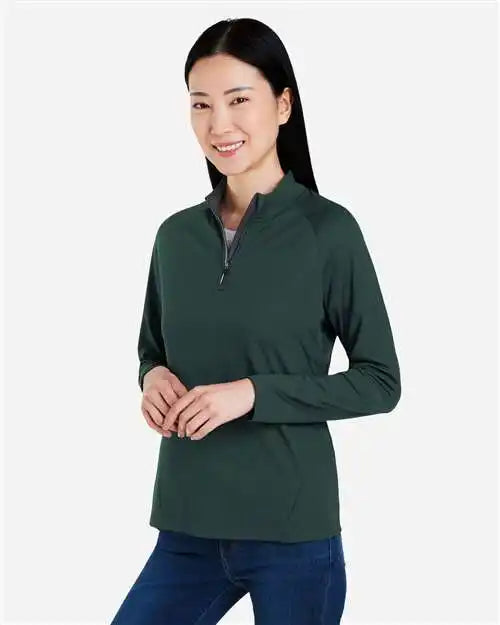 Core365 Ce418w Women’s Origin Performance Pique Quarter-zip Pullover - Forest Carbon
