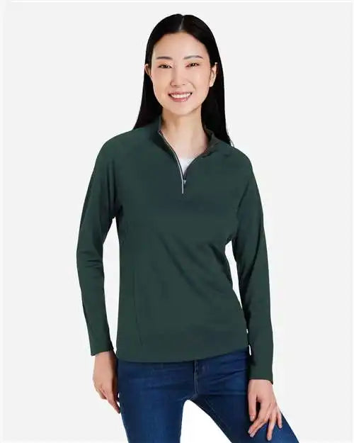 Core365 Ce418w Women’s Origin Performance Pique Quarter-zip Pullover - Forest Carbon