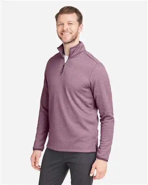Core365 Ce73 Men’s Venture Heathered Stripe Quarter-zip Pullover - Burgundy White