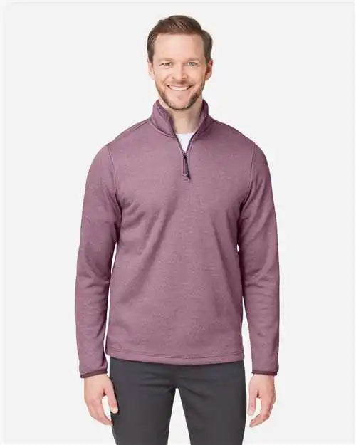 Core365 Ce73 Men’s Venture Heathered Stripe Quarter-zip Pullover - Burgundy White