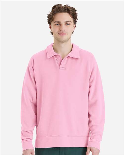 Cotton Candy Garment-Dyed Polo Collar Sweatshirt - GDH490