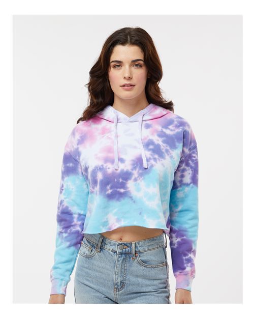 Cotton Candy Women's Tie-Dyed Crop Hooded Sweatshirt - 8333
