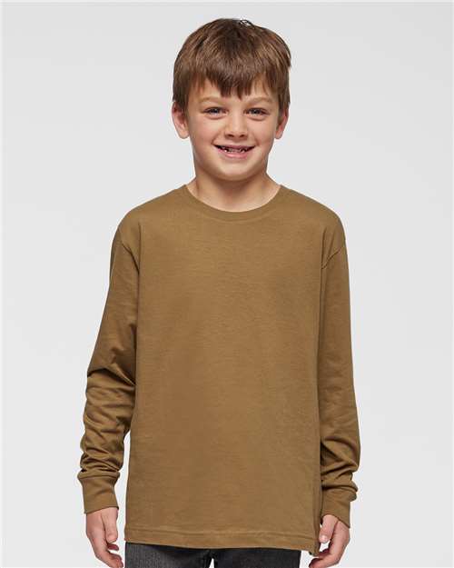 Coyote Brown Youth Fine Jersey Long Sleeve Tee - 6201