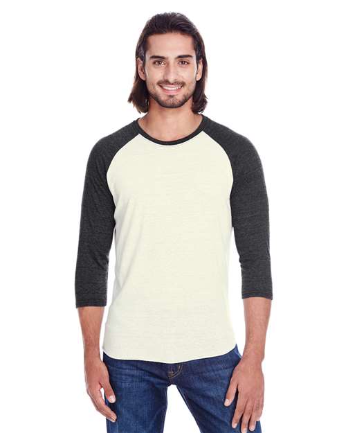 Cream/ Black Triblend Triblend Three-Quarter Sleeve Raglan T-Shirt - 302G