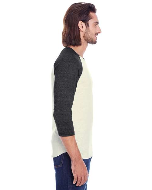 Cream/ Black Triblend Triblend Three-Quarter Sleeve Raglan T-Shirt - 302G