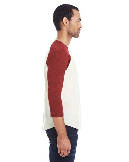 Cream/ Cardinal Black Triblend Triblend Three-Quarter Sleeve Raglan T-Shirt - 302G