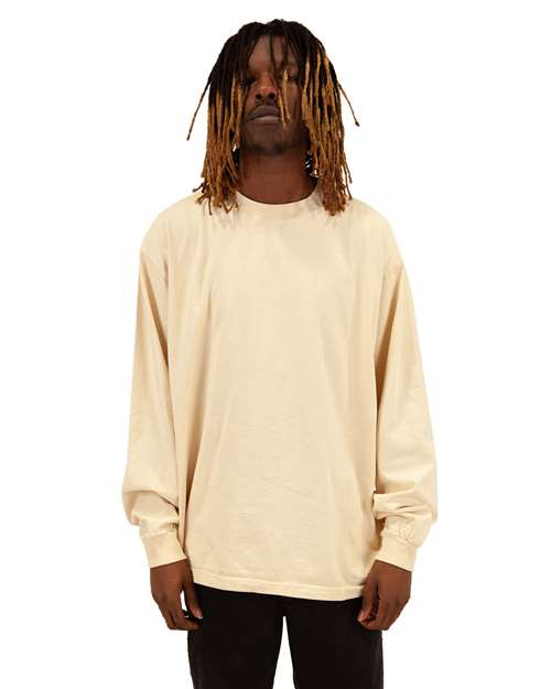 Cream Garment-Dyed Long Sleeve T-Shirt - SHGDLS