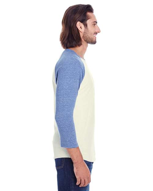 Cream/ Navy Triblend Triblend Three-Quarter Sleeve Raglan T-Shirt - 302G