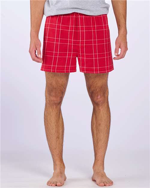 Crimson Field Day Plaid Double Brushed Flannel Boxers - BM6701