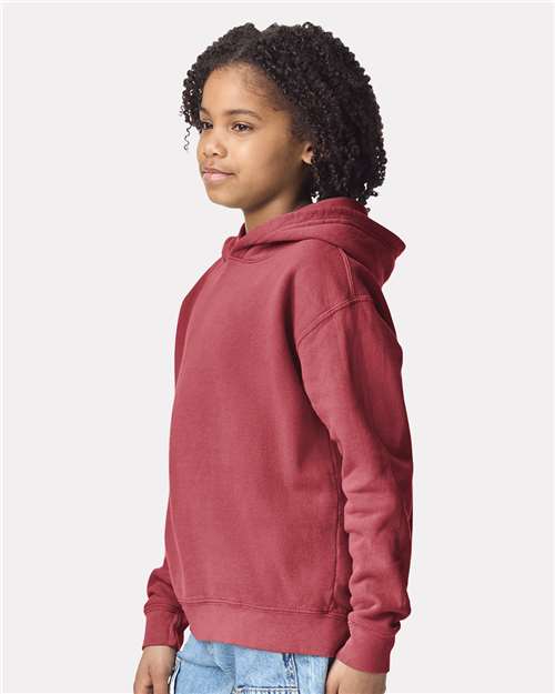Crimson Garment-Dyed Youth Lightweight Fleece Hooded Sweatshirt - 1467Y