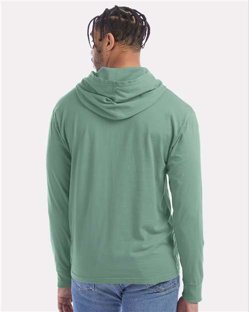 Cypress Green Garment-Dyed Jersey Hooded Long Sleeve T-Shirt - GDH280