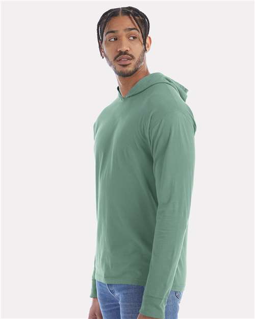 Cypress Green Garment-Dyed Jersey Hooded Long Sleeve T-Shirt - GDH280