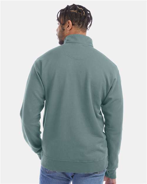 Cypress Green Garment-Dyed Quarter-Zip Sweatshirt - GDH425