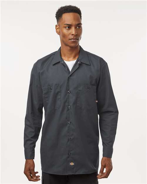 Dark Charcoal Industrial Long Sleeve Work Shirt - Tall Sizes - L535T