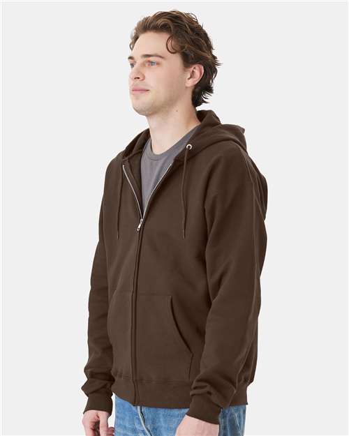 Dark Chocolate Ultimate Cotton® Full-Zip Hooded Sweatshirt - F280
