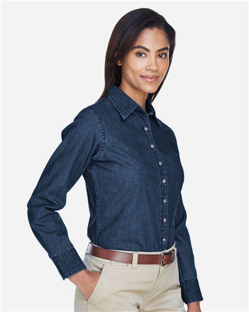 Dark Denim Women's Long Sleeve Denim Shirt - M550W
