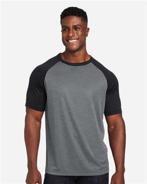 Dark Grey Heather/ Black Unisex Zone Colorblock Raglan T-Shirt - TT62