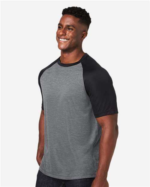 Dark Grey Heather/ Black Unisex Zone Colorblock Raglan T-Shirt - TT62