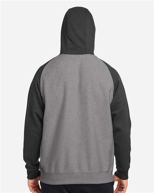 Dark Grey Heather/ Black Unisex Zone HydroSport™ Heavyweight Colorblock Hooded Sweatshirt - TT96CB