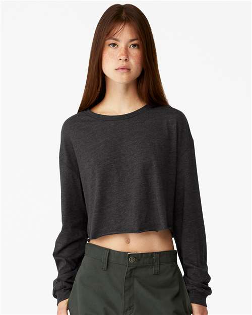Dark Grey Heather FWD Fashion Women's Crop Long Sleeve Tee - 6501