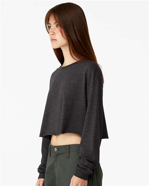 Dark Grey Heather FWD Fashion Women's Crop Long Sleeve Tee - 6501
