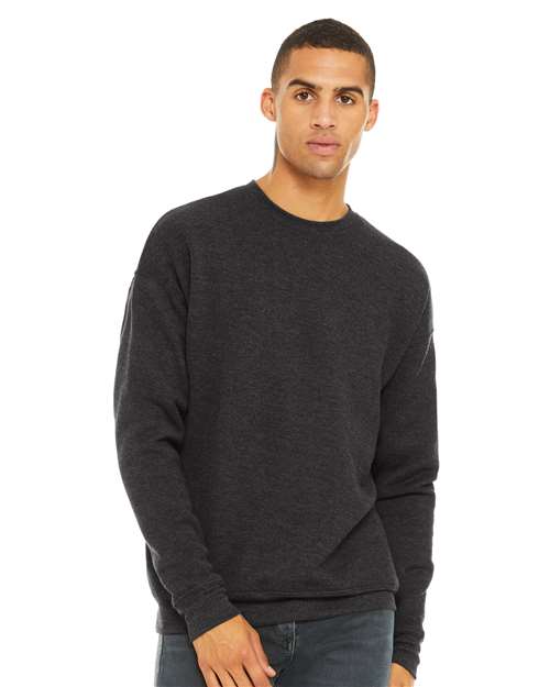 Dark Grey Heather Sponge Fleece Drop Shoulder Crewneck Sweatshirt - 3945