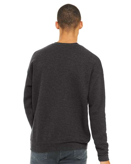 Dark Grey Heather Sponge Fleece Drop Shoulder Crewneck Sweatshirt - 3945