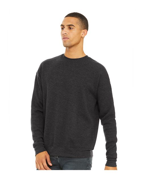 Dark Grey Heather Sponge Fleece Drop Shoulder Crewneck Sweatshirt - 3945
