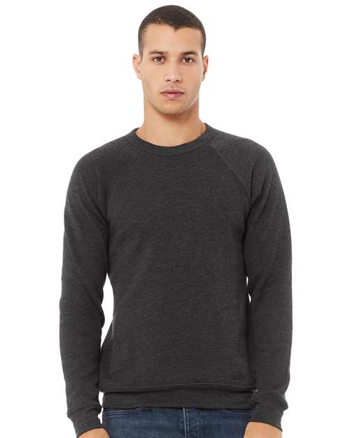 Dark Grey Heather Sponge Fleece Raglan Crewneck Sweatshirt - 3901