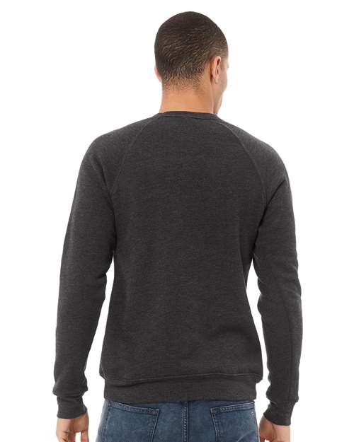 Dark Grey Heather Sponge Fleece Raglan Crewneck Sweatshirt - 3901
