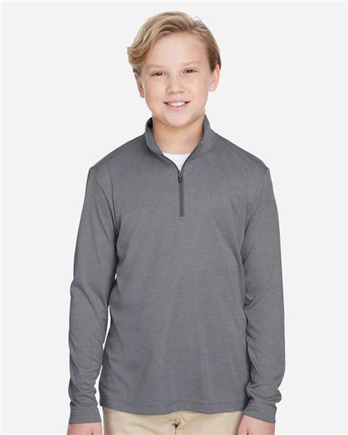 Dark Grey Heather Youth Zone Sonic Heather Performance Quarter-Zip Pullolver - TT31HY