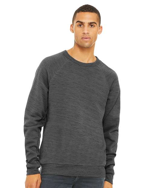 Dark Grey Marble Sponge Fleece Raglan Crewneck Sweatshirt - 3901