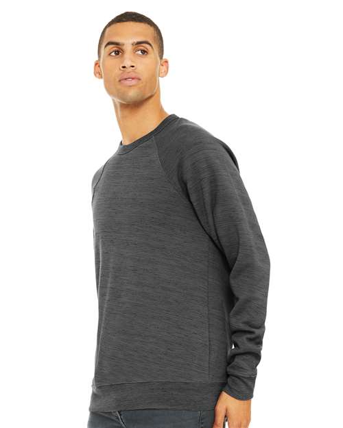 Dark Grey Marble Sponge Fleece Raglan Crewneck Sweatshirt - 3901