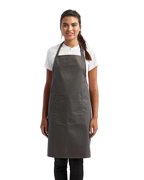 Dark Grey Recycled Bib Apron with Pocket - RP154