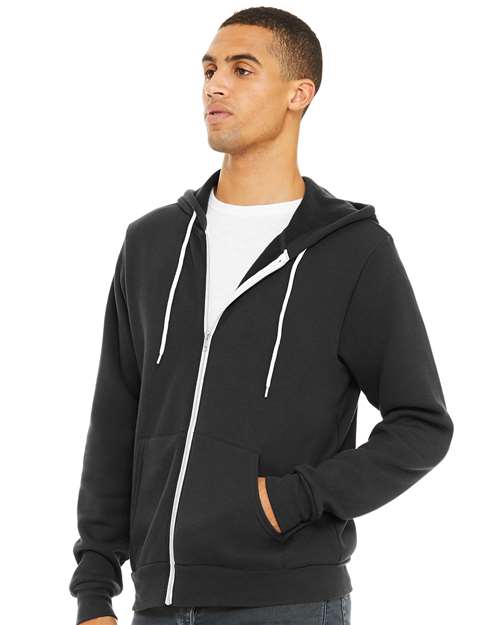 Dark Grey Sponge Fleece Full-Zip Hoodie - 3739