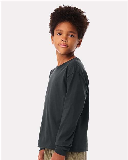 Dark Grey Youth 6oz. Heavyweight Long Sleeve Tee - 3511Y