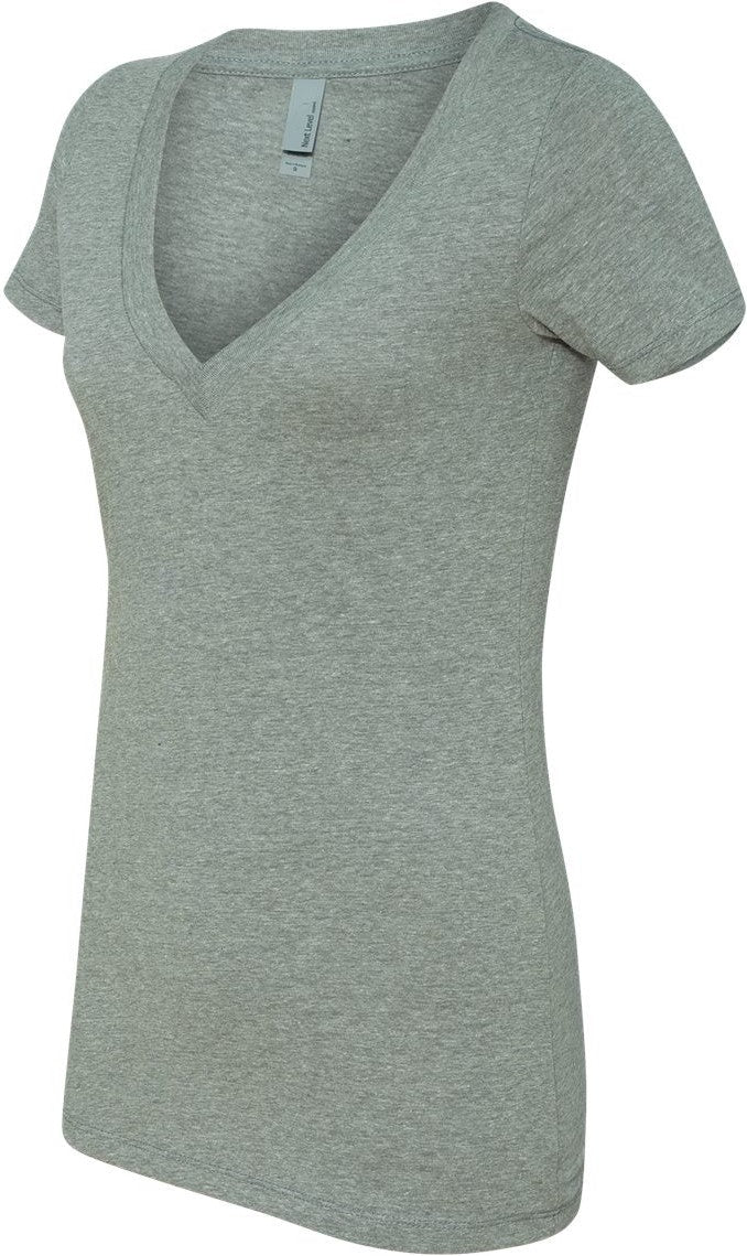 Dark Heather Grey Women’s CVC Deep V-Neck T-Shirt - 6640