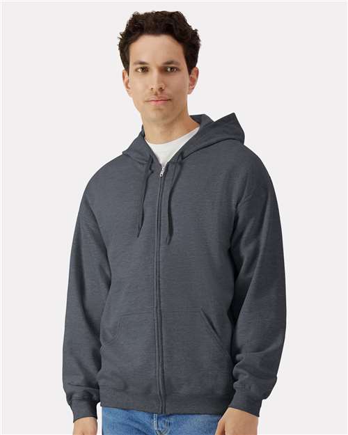 Dark Heather Softstyle® Full-Zip Hooded Sweatshirt - SF600