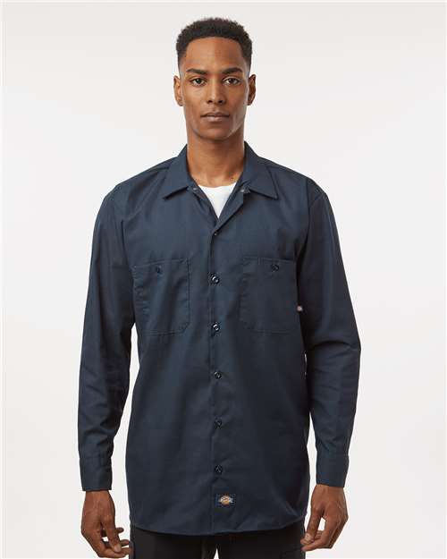 Dark Navy Industrial Long Sleeve Work Shirt - Tall Sizes - L535T