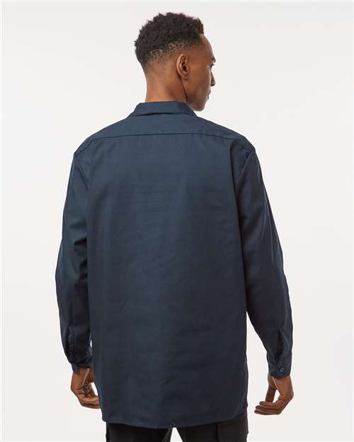 Dark Navy Industrial Long Sleeve Work Shirt - Tall Sizes - L535T