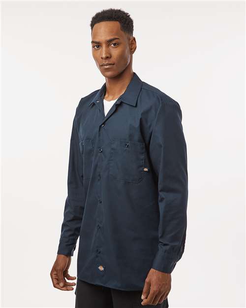 Dark Navy Industrial Long Sleeve Work Shirt - Tall Sizes - L535T